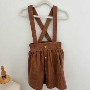 Brown Corduroy Suspender Skirt